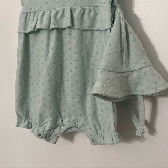 NWT Kyle & Deena Baby Girls 2-Pc. Romper & Sun Hat Set - light mint green - Picture 3 of 7